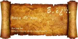 Becz Ákos névjegykártya